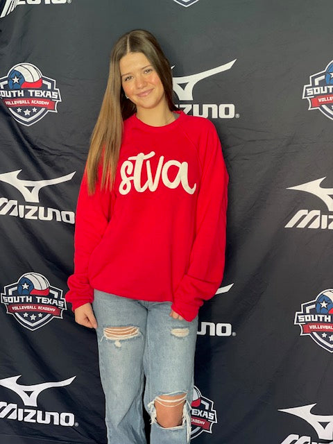 Red Sweatshirt w/White Puff STVA