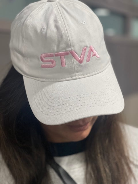 Embroidered White Hat (Light Pink STVA)